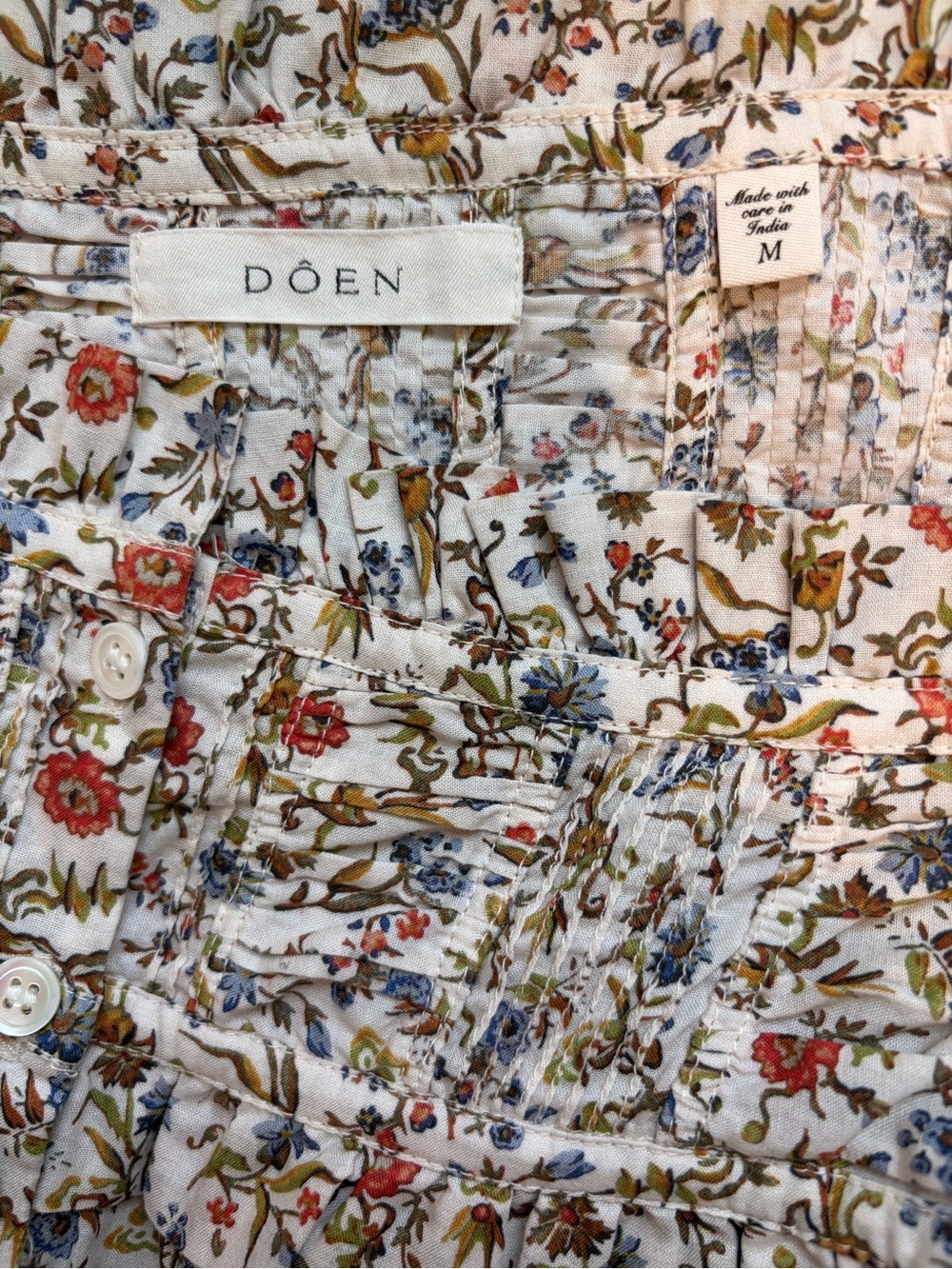 Doen Cream Floral Smocked Square-Neck Blouse - Picture 7 of 9